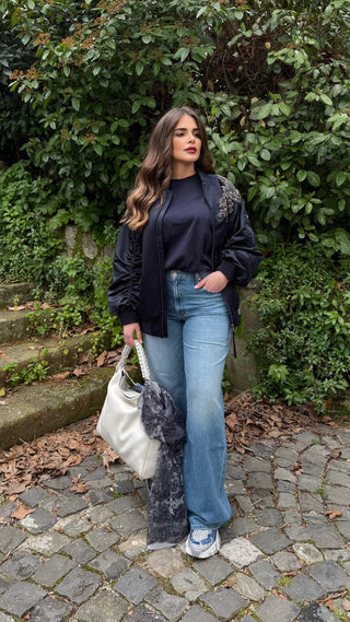 Bomber in duchesse con ricamo Blugirl