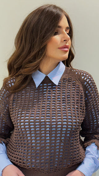 Maglia traforata in cotone e paillettes Peserico