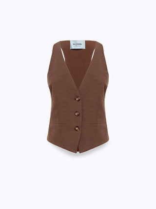 Gilet in lino con ricamo Blugirl