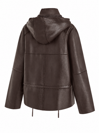 Giubotto Maciock in pelle con cappuccio Parosh