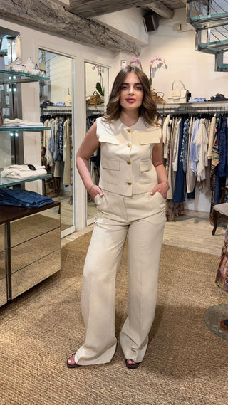 Pantalone palazzo in viscosa beige Parosh