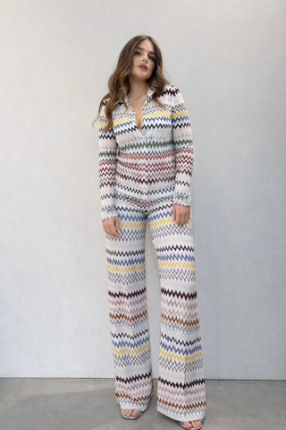 Pantalone ampio in viscosa e cotone motivo zig zag Missoni