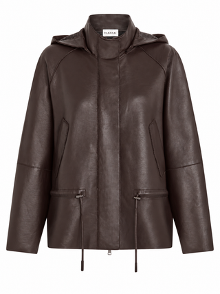 Giubotto Maciock in pelle con cappuccio Parosh
