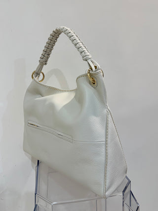 Borsa Cherie in pelle martellata color latte Visonà