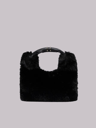 Mini bag Hobo in ecopelliccia nera Blugirl