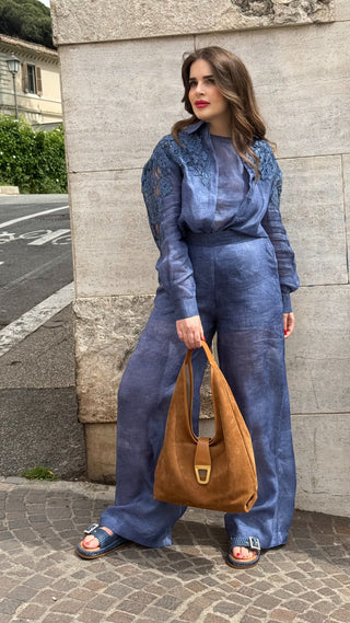 Borsa Kate media in camoscio color sequoia