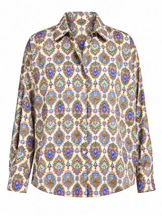 Camicia Flau in crepe de chine di seta stampato Momonì