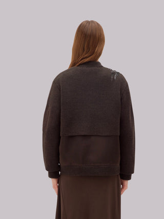 Bomber in maglia con patch ricamato Blugirl
