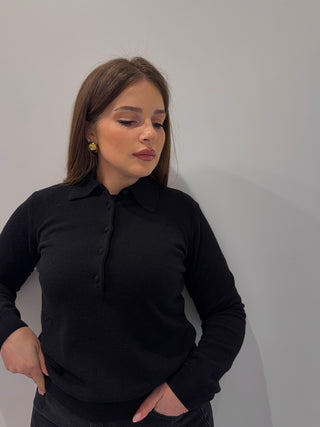 Polo in lana nera Alpha Studio