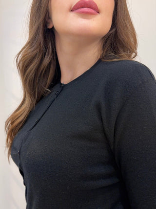 Cardigan in cachemire nero con bottoncini Vanisè