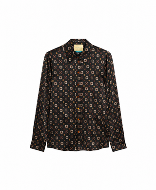 Camicia Arles in raso stretch di seta stampata Momonì