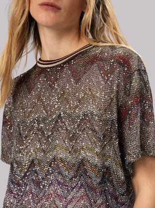 T-shirt manica corta zig zag e paillettes Missoni