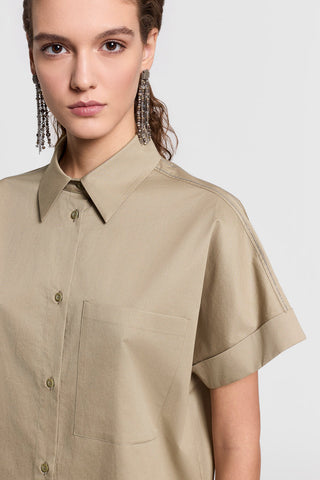 Camicia in raso di cotone stretch Peserico
