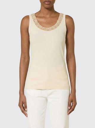 Canotta con ricamo di perline color beige Fabiana Filippi