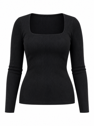 Maglia in lana a costa elasticizzata Long
