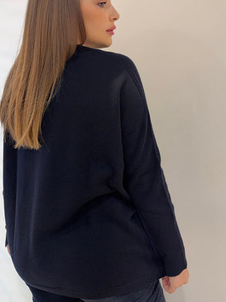 Maglia boxy blu notte in cachemire Vanisè