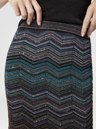 Gonna lunga a tubo in viscosa chevron lamé con paillettes Missoni