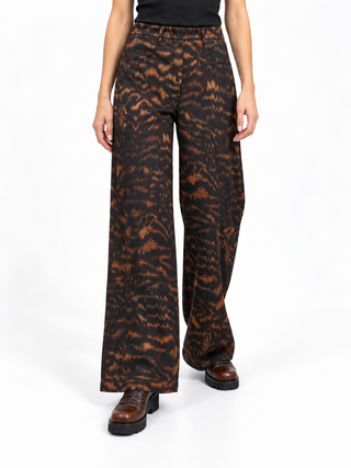 Pantalone Aoki Bis in raso stretch di seta stampato Momonì