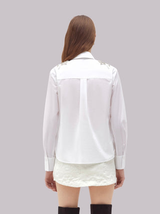 Camicia in cotone con patch di cristalli Blugirl