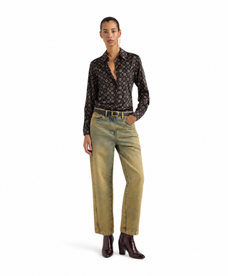 Camicia Arles in raso stretch di seta stampata Momonì