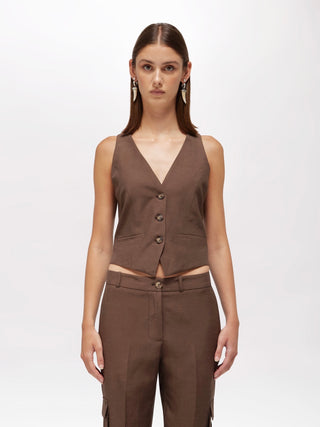 Gilet in lino con ricamo Blugirl