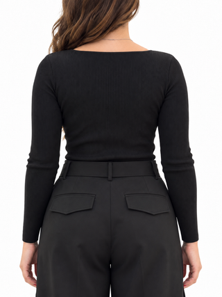Maglia in lana a costa elasticizzata Long