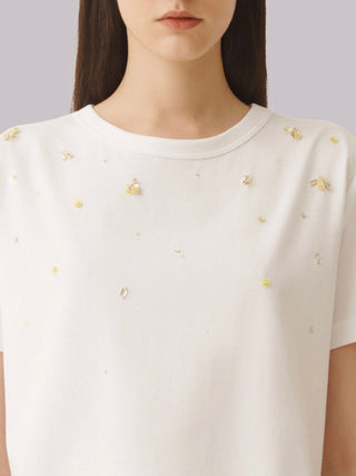 T-shirt con ricamo Fabiana Filippi bianca