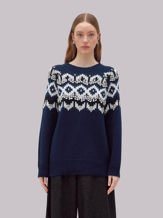 Maglia-cardigan in lana con cristalli Blugirl