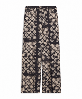 Pantalone cinque tasche Ortiz in raso di viscosa stampato allover Momonì