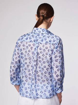 Camicia in misto ramiè con motivo floreale Camicetta Snob