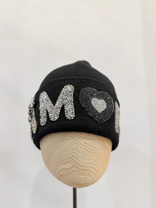 Berretto con scritta Amor in pietre e strass Regina Cachemire