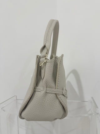 Borsa Vita in pelle martellata color beige Visonà