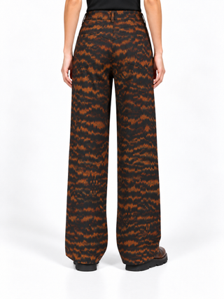 Pantalone Aoki Bis in raso stretch di seta stampato Momonì
