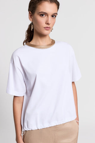 T-shirt bianca con punto luce Peserico