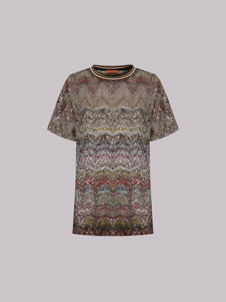 T-shirt manica corta zig zag e paillettes Missoni