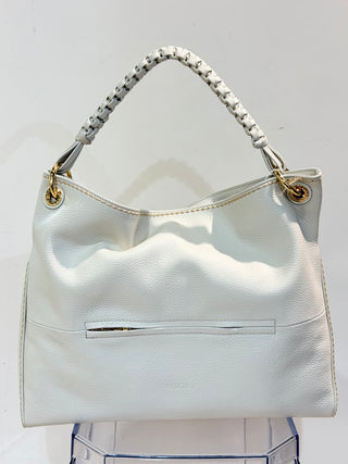 Borsa Cherie in pelle martellata color latte Visonà
