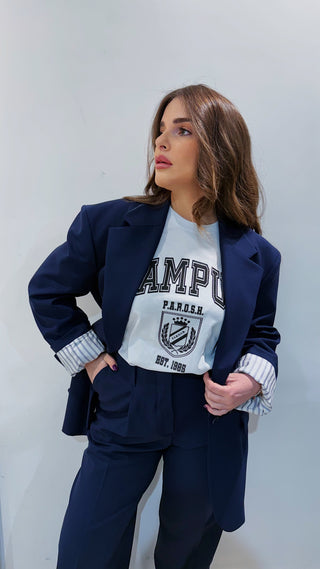 Giacca in fresco lana blu Parosh