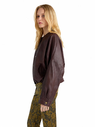 Giacca bomber cropped Kaldor in pelle Momonì
