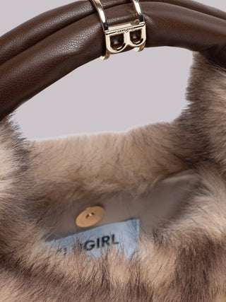 Mini bag Hobo in ecopelliccia beige Blugirl