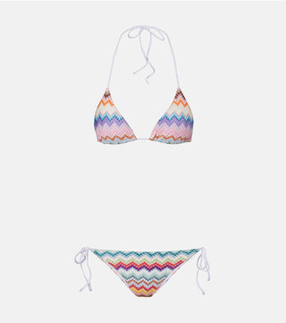 Costume bikini in viscosa lamé con macro zig zag Missoni
