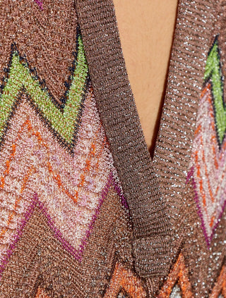 Abito lungo in viscosa lamè con macro zig zag Missoni