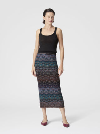 Gonna lunga a tubo in viscosa chevron lamé con paillettes Missoni