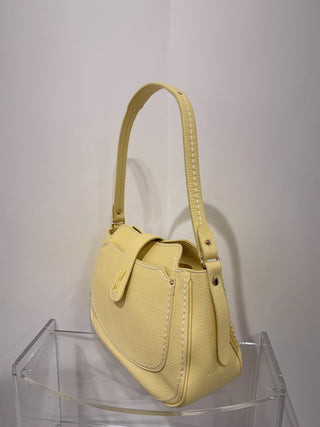 Borsa Duse in pelle martellata color Canarino Visonà