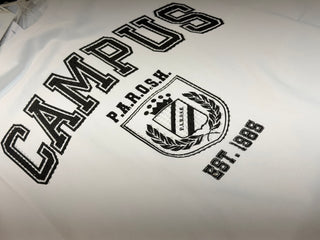 T-Shirt bianca con stampa a contrasto Parosh