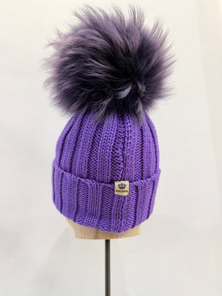 Berretto con pom-pon viola Regina Cachemire