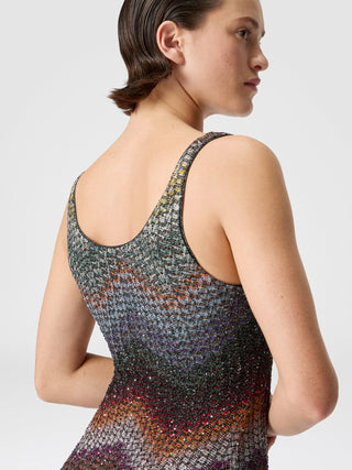Mini Dress in maglia zig zag greca con paillettes Missoni