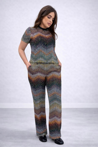 T-Shirt in maglia zig zag greca con paillettes Missoni