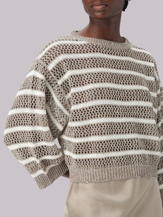 Maglia a righe traforata Brunello Cucinelli