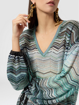 Blusa over in viscosa chevron lamé con paillettes Missoni