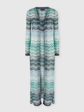 Cardigan lungo motivo chevron con paillettes
